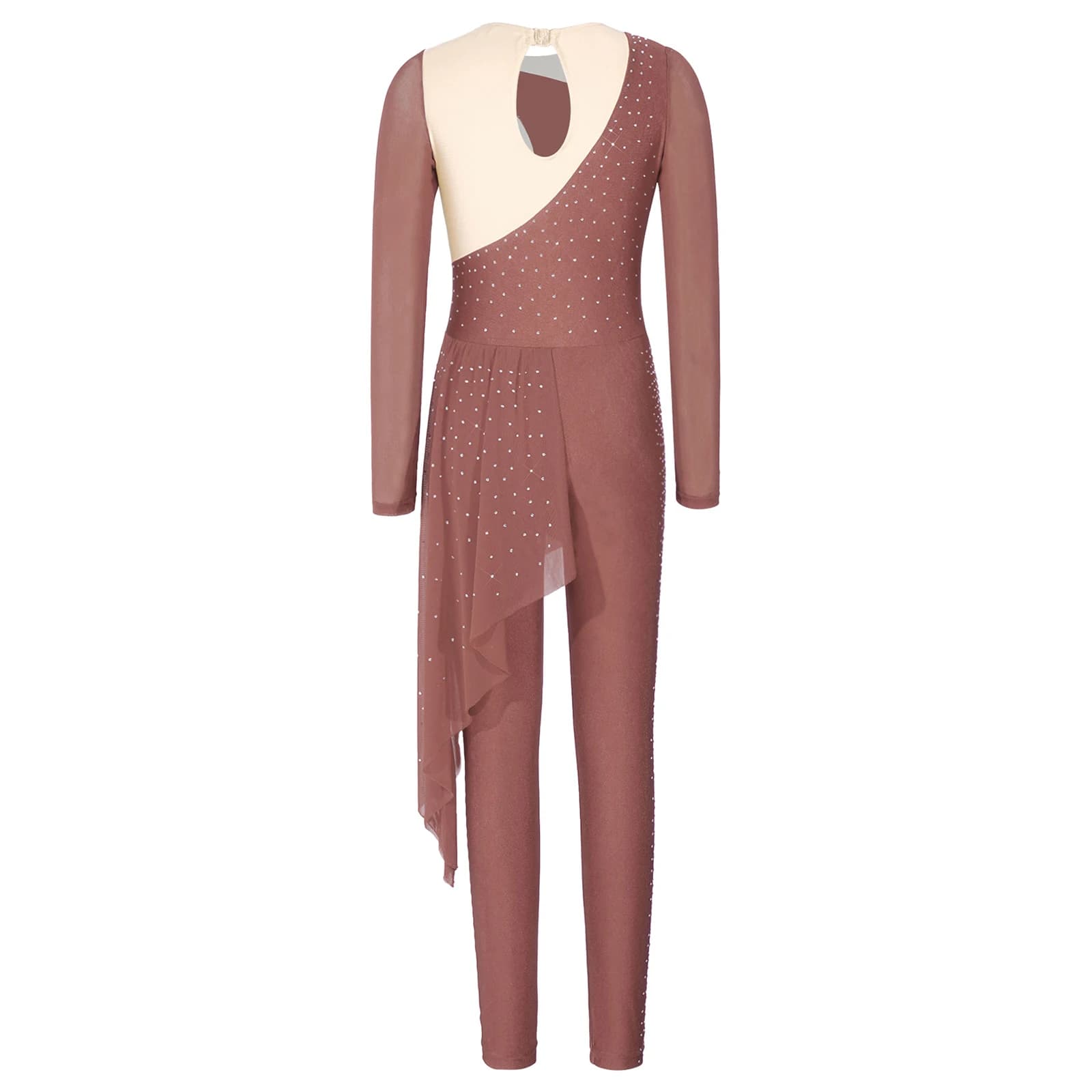 Kids Girls Ice Skating Clothes Dancewear Ballet Jumpsuit Dance Costume Rhinestone Gymnastic Bodysuit Roller Figure Skating Dress