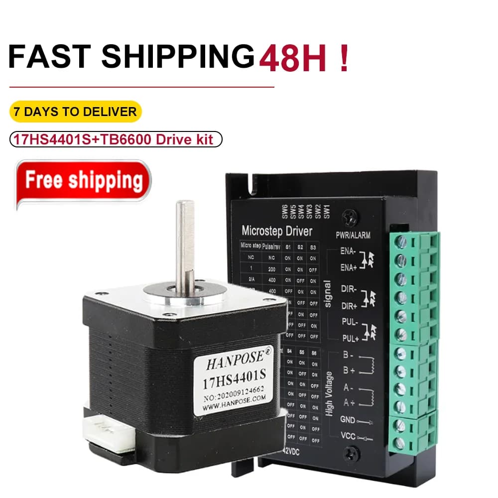 4-lead Nema17 Stepper Motor 12V 40N.CM 1.5A 17HS4401S - TB6600 drive 9-42v for 3D printer stepper motor drive