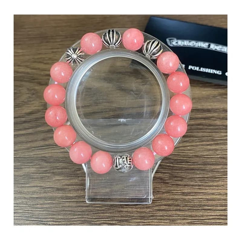 Bracciale con Pietra Naturale Passion Seed e Decorazione Floreale, Design di Nicchia, Lusso Discreto, Versatile, Regalo per San Valentino