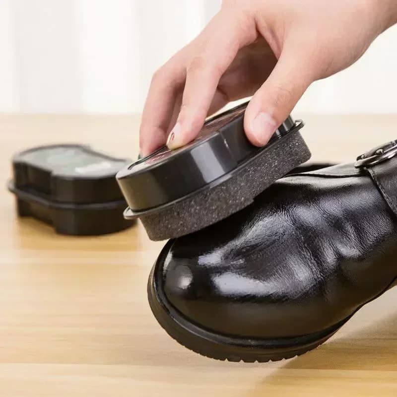 Spazzola per scarpe in pelle a doppia faccia Quick Polish, per lucidatura, pulizia e illuminazione, con spugna detergente incolore