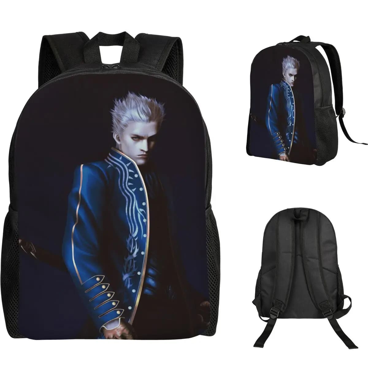 Zaino Vergil della serie Devil May Cry, borsa per libri per studenti, ragazzi e ragazze, borsa per la scuola, borse a tracolla per laptop