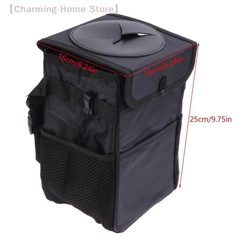 【M】Cestino per auto con coperchio, sacchetto per rifiuti da appendere con tasche portaoggetti, contenitore per rifiuti pieghevole e portatile per auto