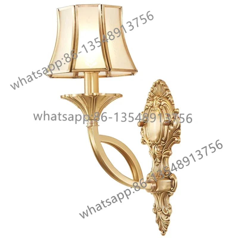 Lampada da parete in rame Lampada da parete americana per scale con copertura in vetro a doppia testa singola americana