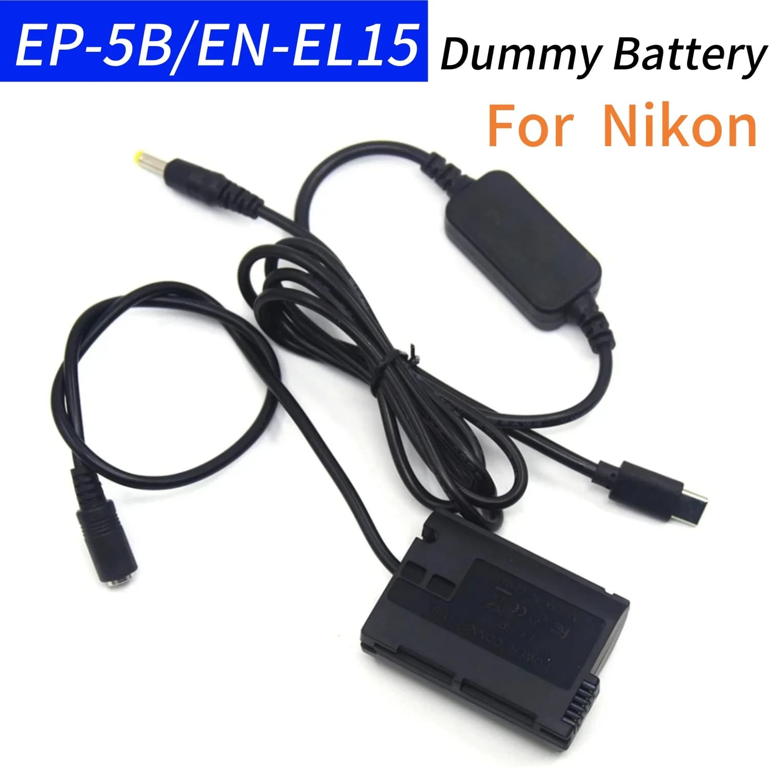 DC USB C cavo & EP-5B accoppiatore EN-EL15 Dummy batteria per Nikon Z7 Z6 D850 D810 D800E D750 D610 D600 D810A D7000 D7100 D7200 fotocamera