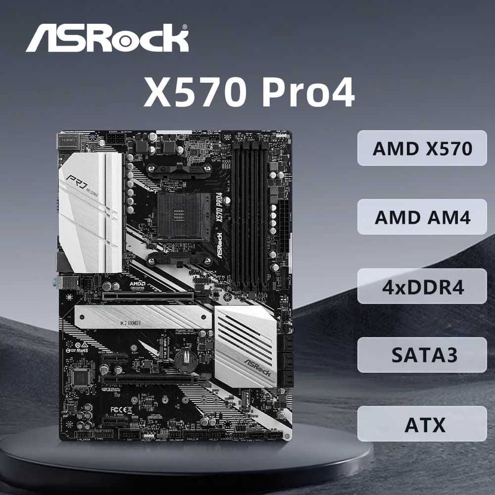 La scheda madre ASRock X570 PRO4 supporta 3600X 5600G 5700X 5700x3D 5800X3D CPU 4xDDR4 4066 MHz M.2 HDMI PCIe 4.0 ATX AM4 Scheda madre