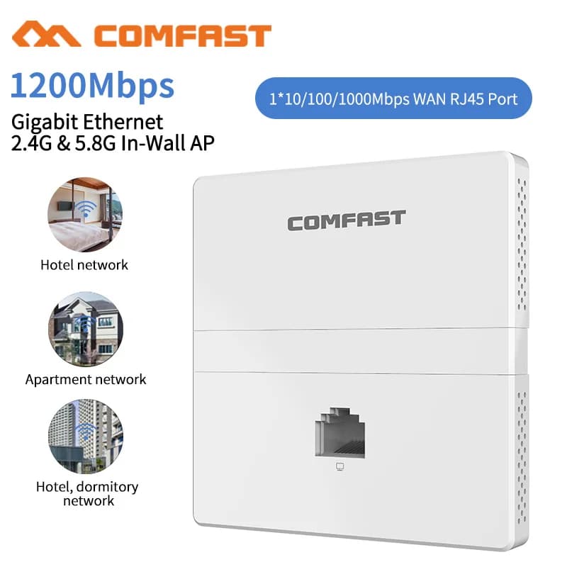 COMFAST AC1200 In Wall Wifi Access Point 1200Mbps Gigabit Dual Band Amplificatore di Segnale 5G 86 Panel Extender Router Ripetitore a Lungo Raggio