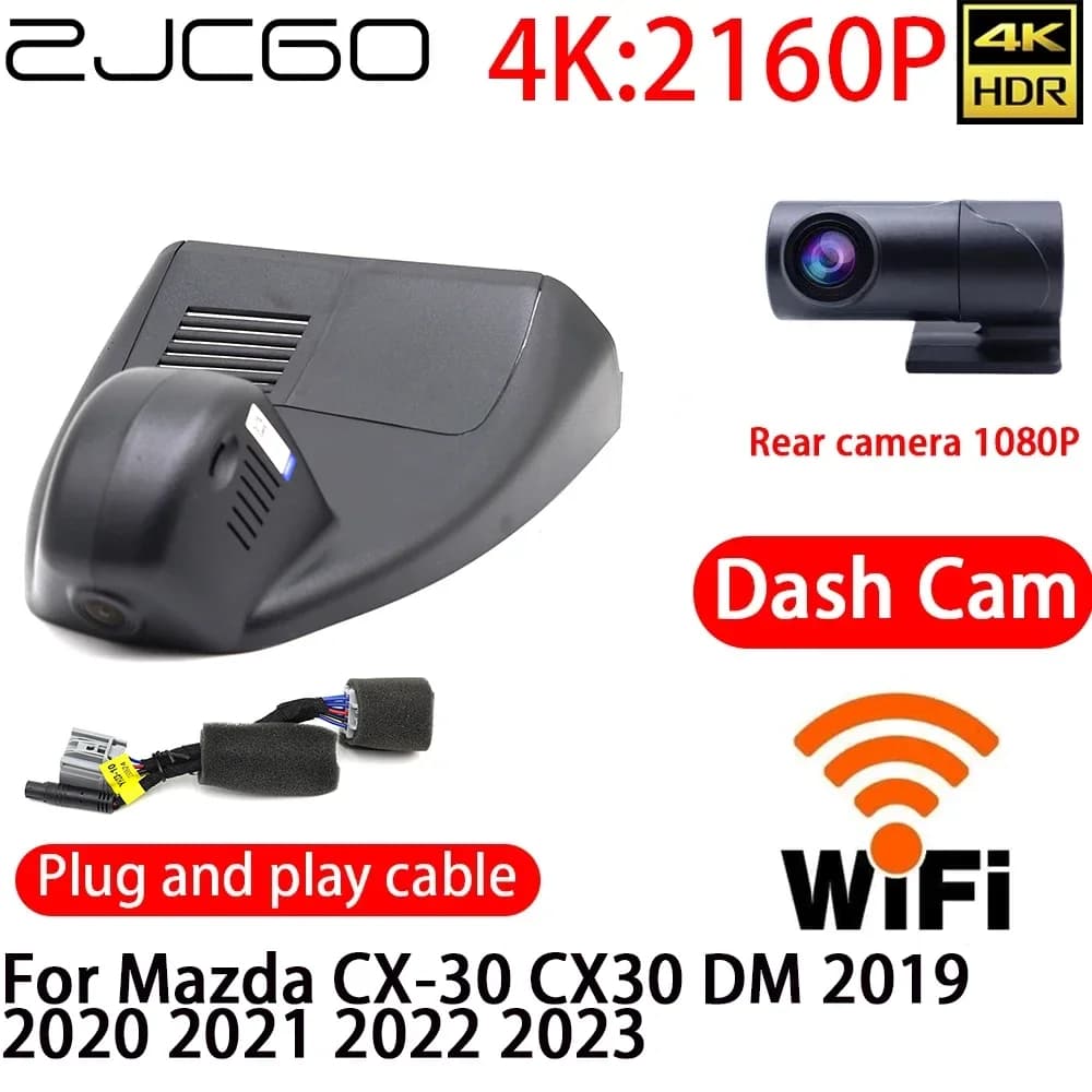 ZJCGO 4K DVR Dash Cam Wifi Front Rear Camera 24h Monitor For Mazda CX-30 CX 30 CX30 DM 2019 2020 2021 2022 2023
