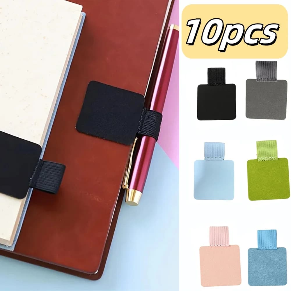 Portapenne autoadesivo da 10 pezzi Custodia protettiva con clip per penna a 6 colori Custodia protettiva in pelle PU per notebook con anello elastico per clip per diario