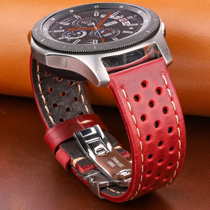 Cinturino per orologio in vera pelle 20mm 22mm 24mm Cinturino vintage in pelle bovina Chiusura deployante per cinturino Samsung Galaxy Watch 3 4