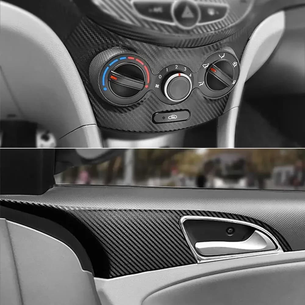Per Hyundai Solaris Accent Verna Pannello di controllo centrale interno Maniglia della porta Adesivi in fibra di carbonio Decalcomanie Car styling Accessorie