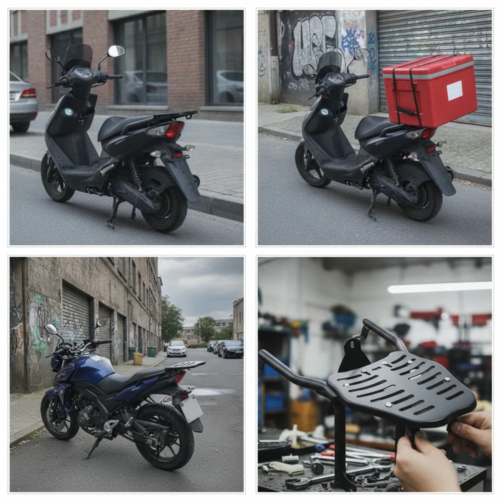 Motorcycle Rear Luggage Rack Sturdy Motorcycle Rear Cargo Shelf Long-Lasting Rust Resistant for Commuters, Electric Bikes