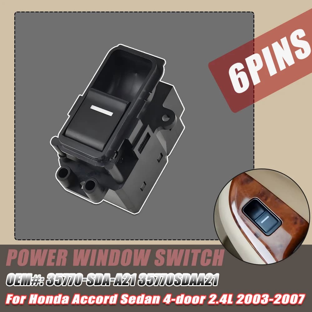 Controllo pulsante interruttore alzacristallo elettrico posteriore sinistro e destro per Honda Accord 7th 2.4L generazione 2003-2007