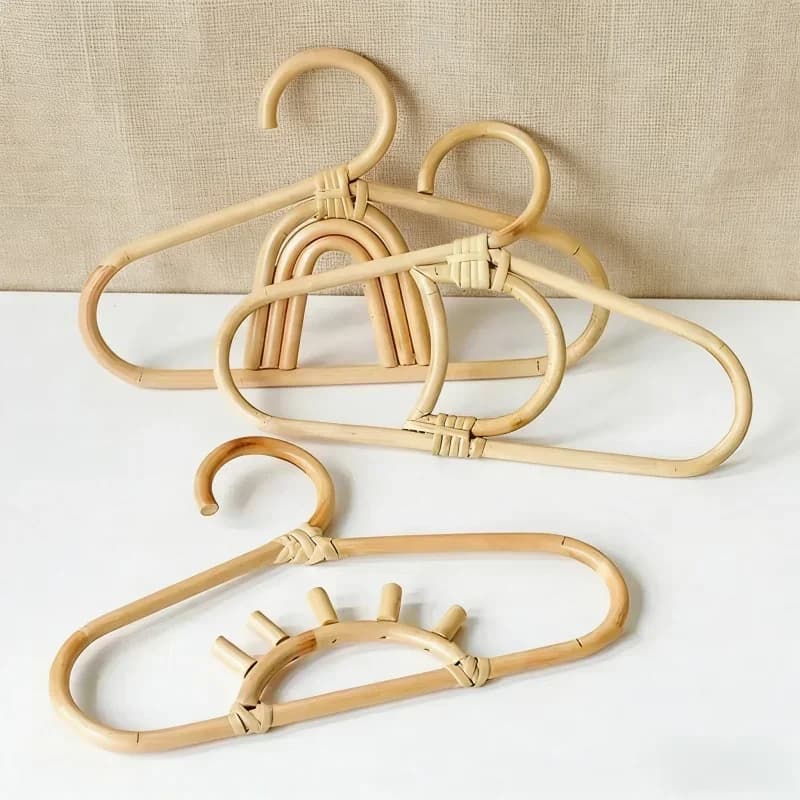Appendiabiti in Rattan per Bambini a Forma di Luna Arcobaleno, Ganci da Parete per Cappelli, Organizzatore per Asciugare Vestiti dei Bambini