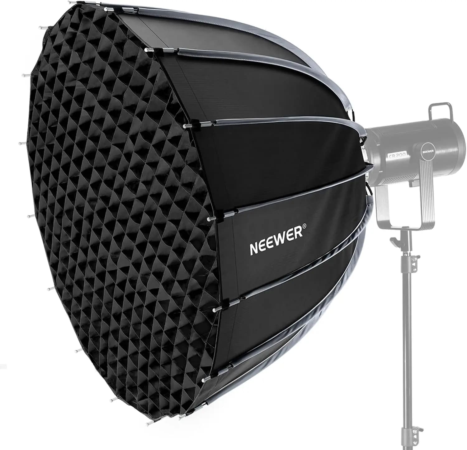 Parabolic Softbox with Bowens Mount, 35.4-Inch Quick-Release Softbox Kit for Studio Photography and Video Recording, Includes Light Diffuser, Grid and Carry Bag, Compatible with Most Professional Studio Lights