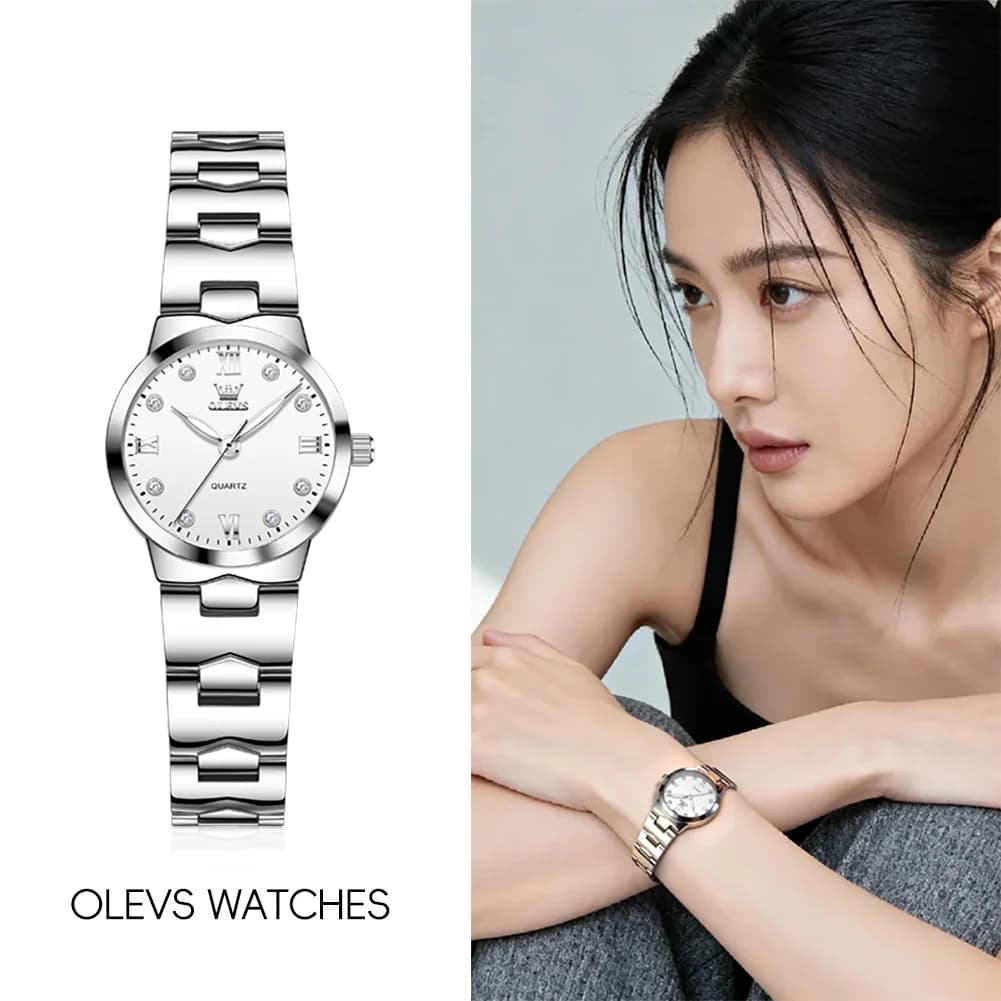 OLEVS 3735 Women's Watch, Elegant Original Quartz Watch, Waterproof, Bright, With Stainless Steel Strap, Gift Pack, New Reloj