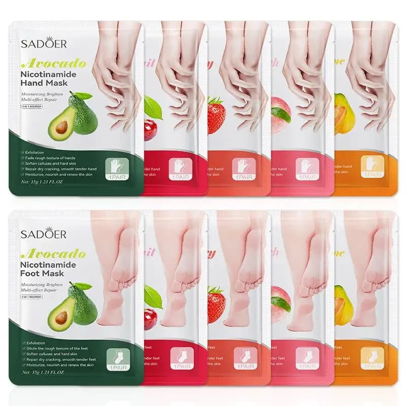 1 paio di maschere per i piedi SADOER alla frutta, idratanti, esfolianti, per pedicure spa, esfolianti per la cura della pelle dei piedi.