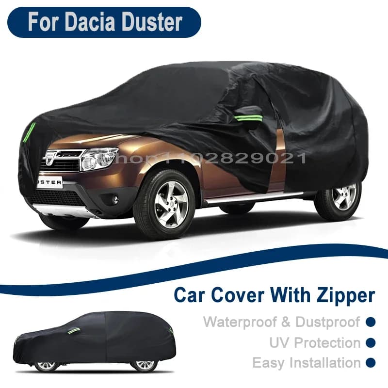 Telo Copriauto Completo per Esterni per Dacia Duster - Design con Cerniera Laterale, Impermeabile, Antipolvere, Protezione Solare