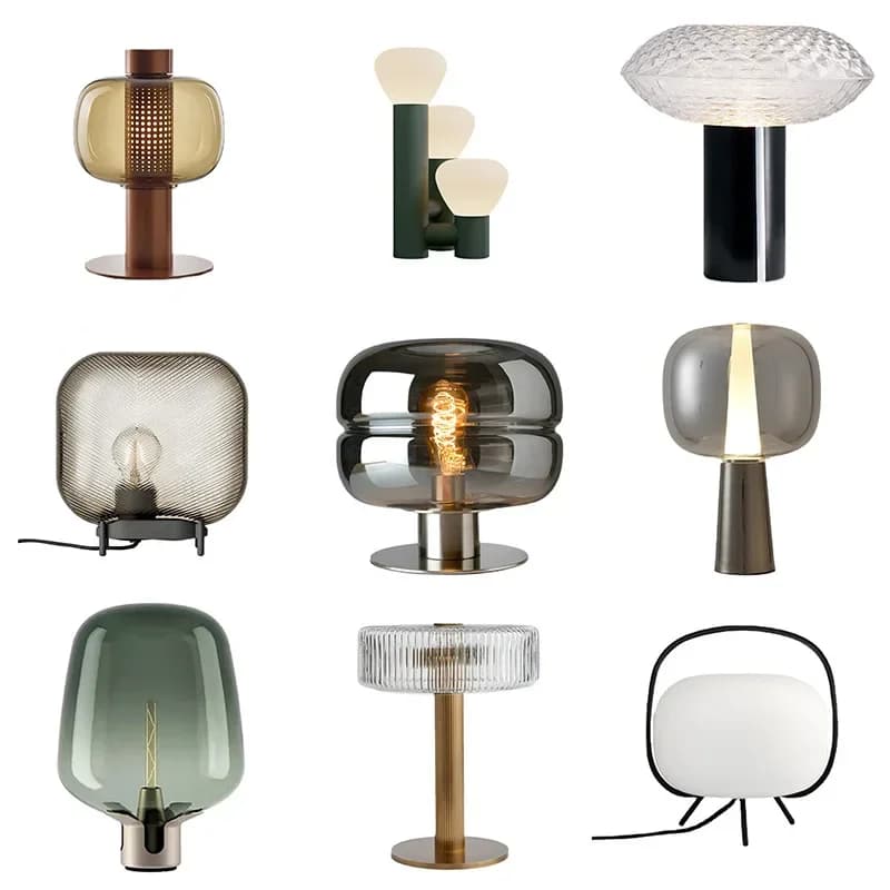 Lampada da scrivania in vetro d'arte postmoderna, lampada da comodino per camera d'albergo, illuminazione di alta gamma