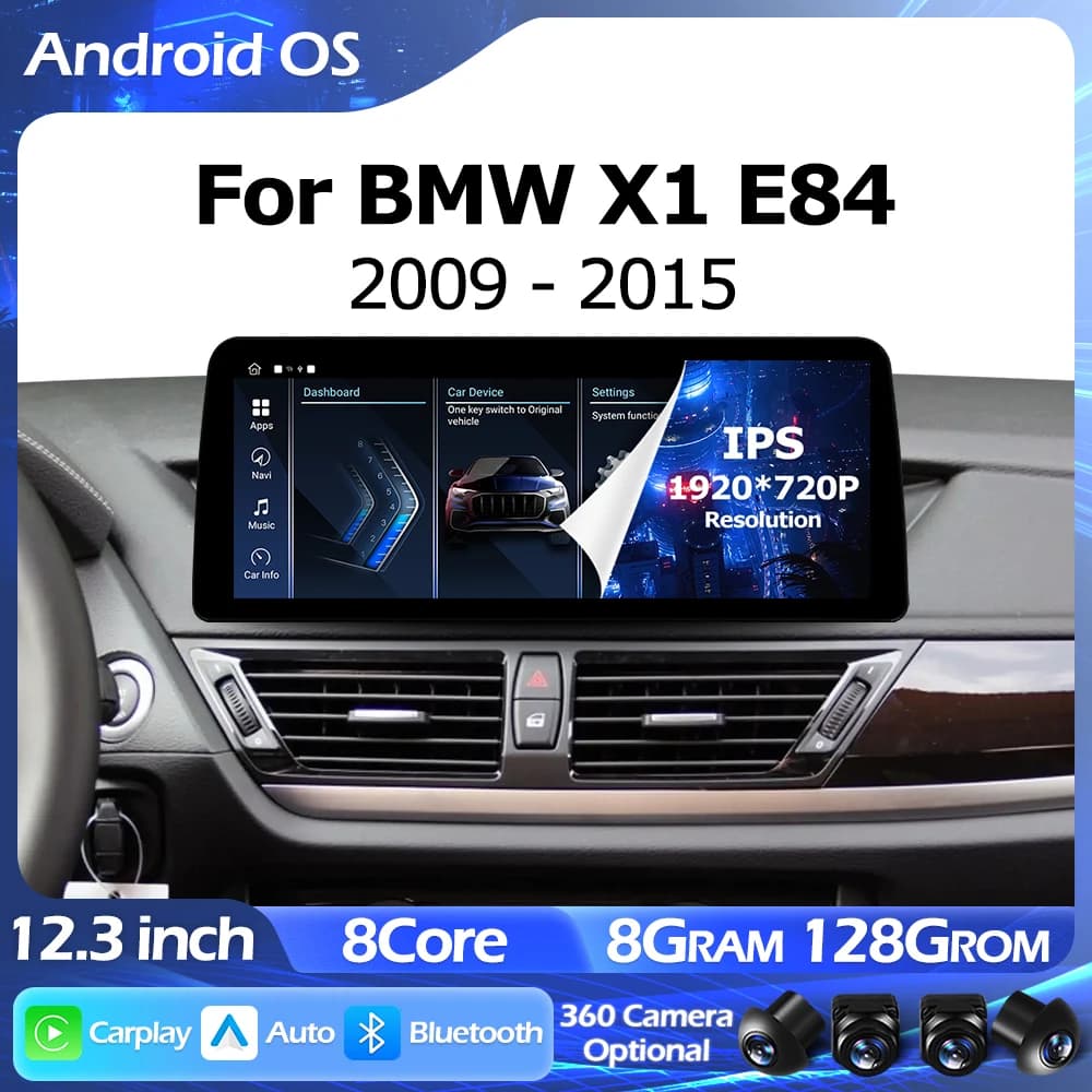 Android 15 Wireless CarPlay 12.3 pollici per BMW X1 E84 2009-2015 Sistema CIC Schermo Touch Multimediale Intelligente GPS Auto BT WIFI