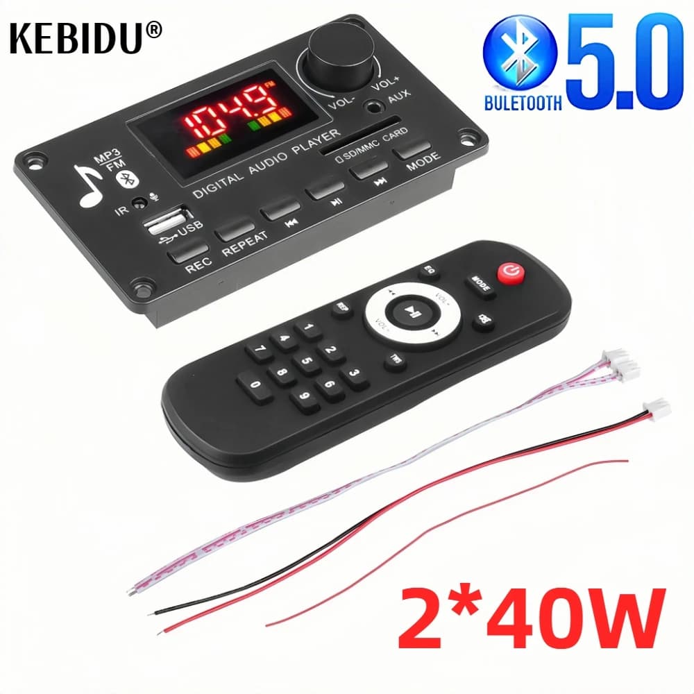 Vivavoce 80W Amplificatore FAI DA TE MP3 WAV Scheda di Decodifica 12V Bluetooth USB FM AUX 3.5mm TF Radio Per Auto Musica Altoparlante di Registrazione
