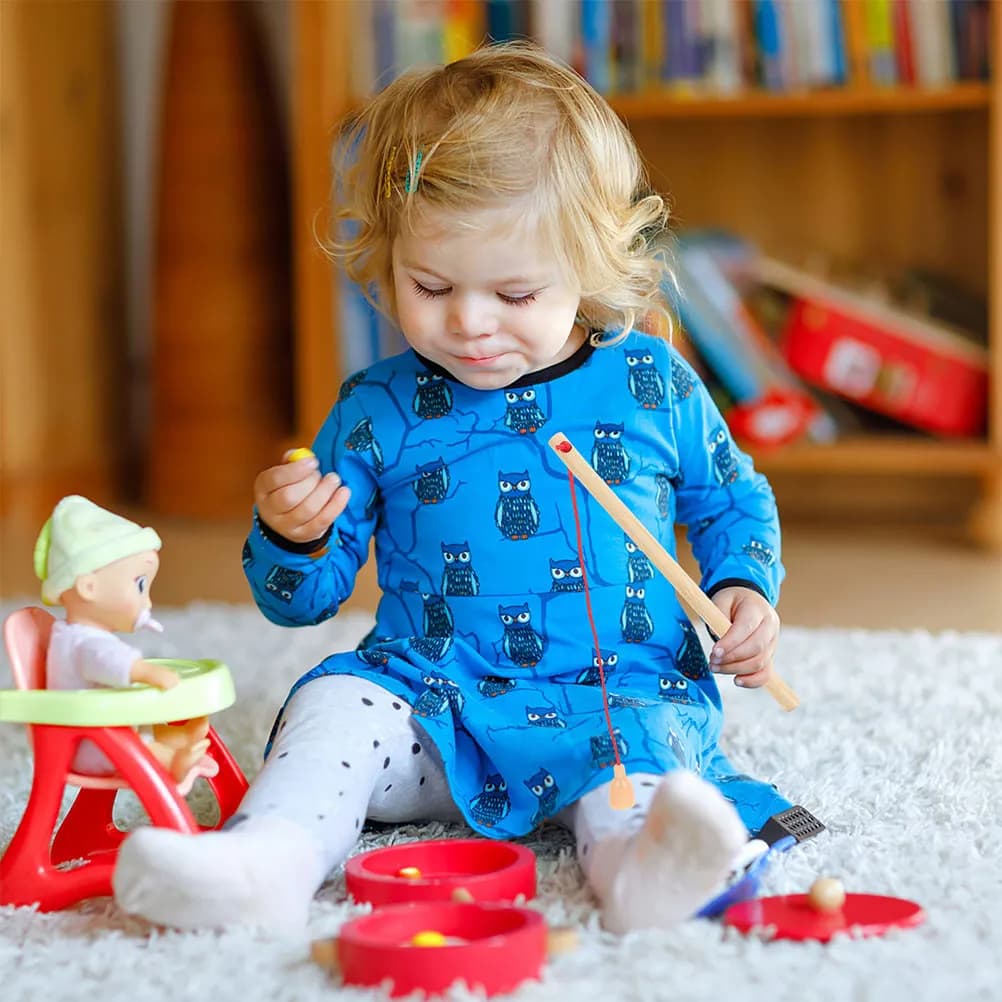 4 canne da pesca in legno compatte, magnetiche, interattive, educative per bambini, gioco di pesca interattivo educativo per bambini