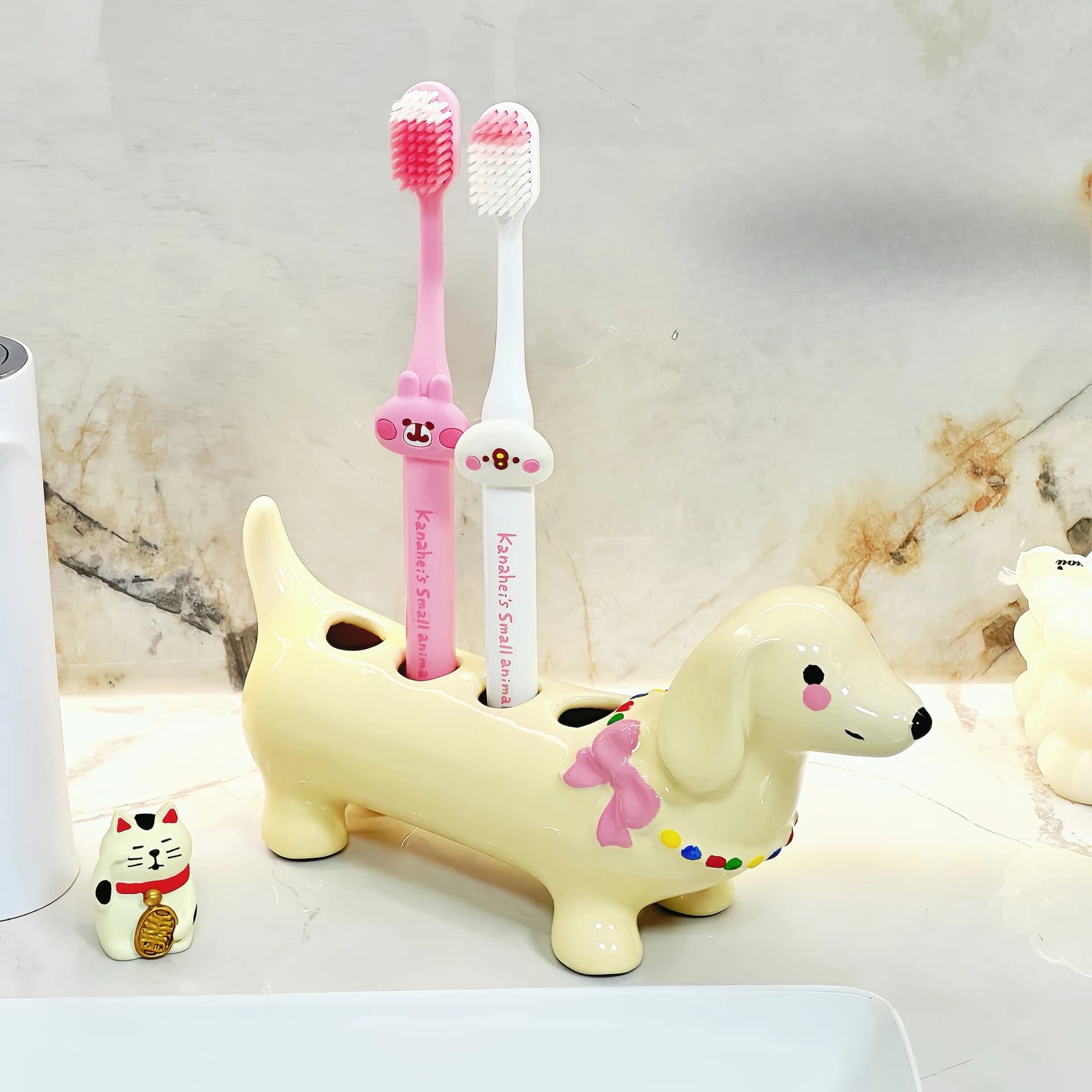 Portaoggetti Portaoggetti manuale per spazzolino Porta spazzolino per cani con salsiccia di cartone animato Spazzolino da bagno per uso domestico