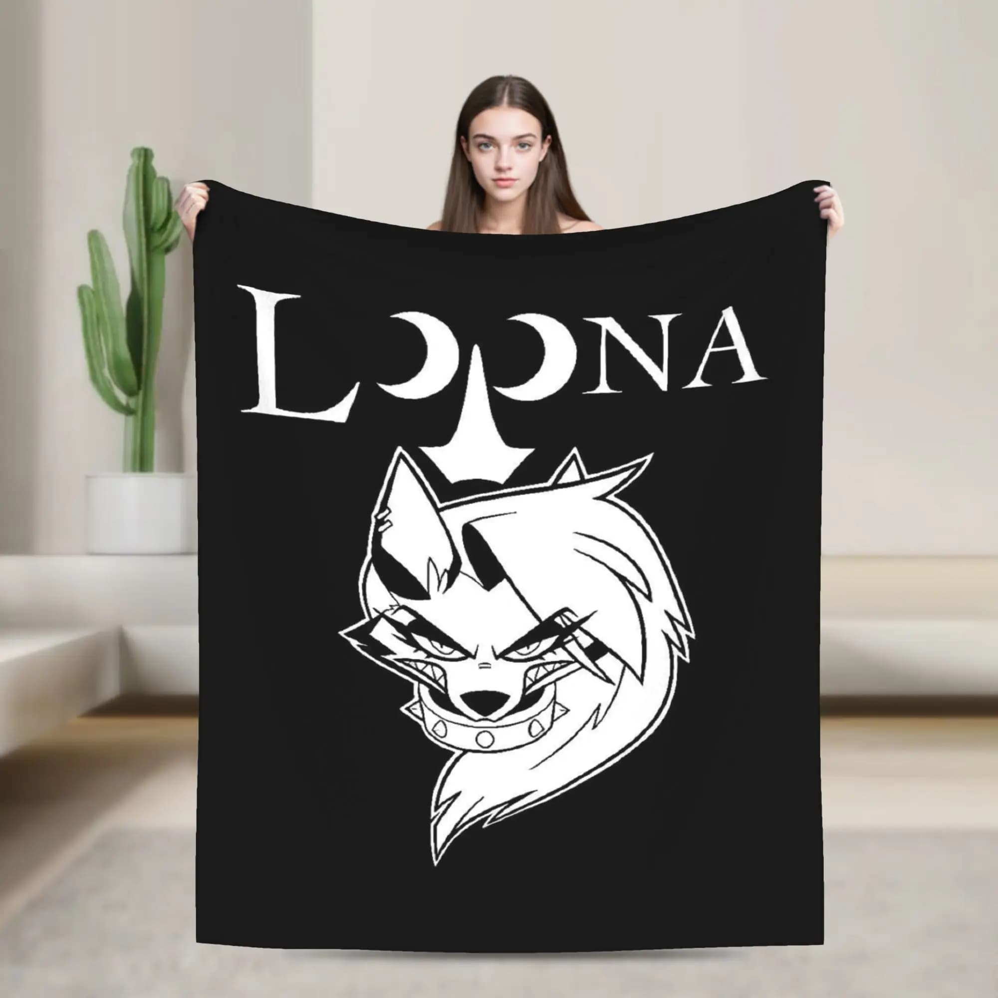 Helluva Boss Loona Flannel Blanket Warm Soft Throw Blanket for Home Decor Airplane Travel Funny Bedspread Sofa Bed Cover