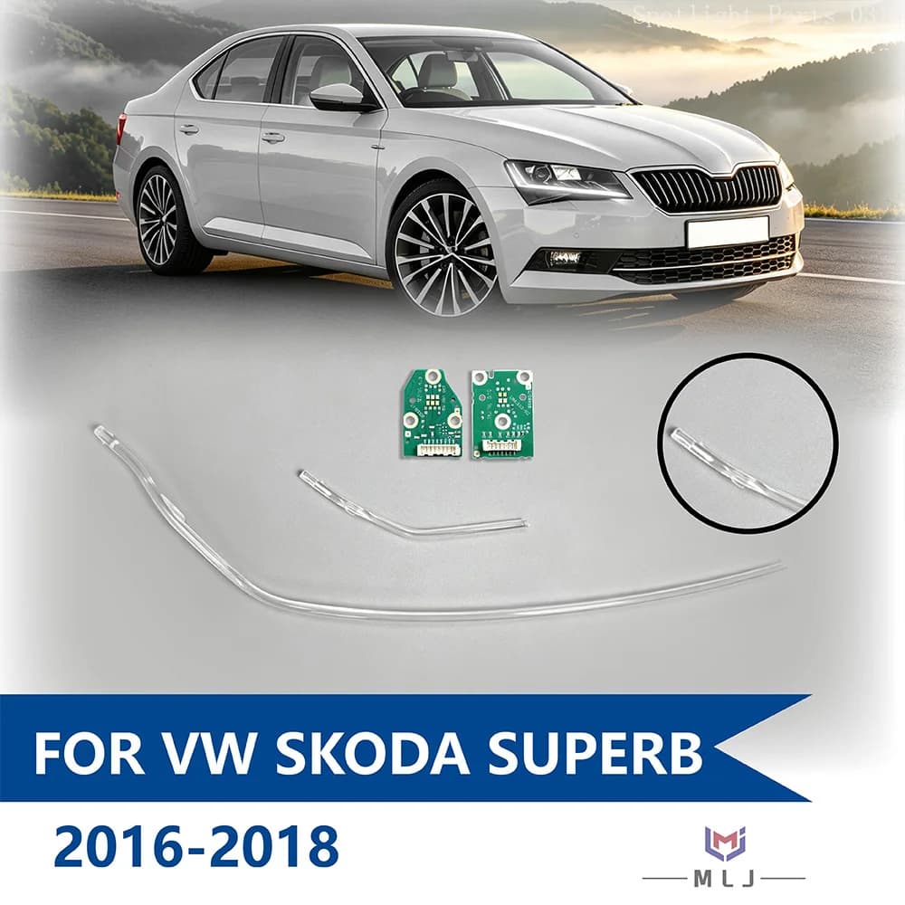 For 2016-2018 Volkswagen Skoda Superb Headlight LED DRL Bar Acrylic Light Guide Tube Light Guide Strip Angel Eye Board DRL Chip