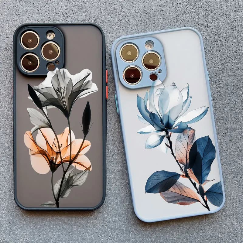 Custodia per telefono fiore con pittura a inchiostro per iPhone 17 16 14 13 12 11 Pro Max X XS XR 16 15 14 Plus 12 13 Mini Cover posteriore antiurto