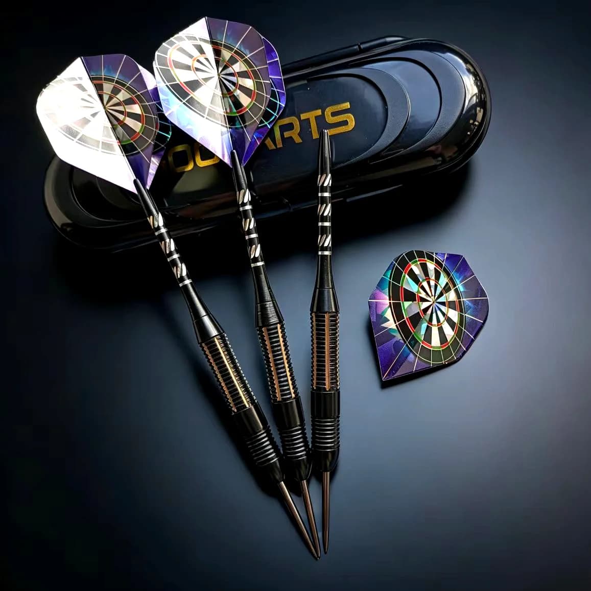 2BA Thread Steel Point Darts Set Black Metal Dart Shafts Portable Box Professional Competition Hard Tip Darts for Entertainmen