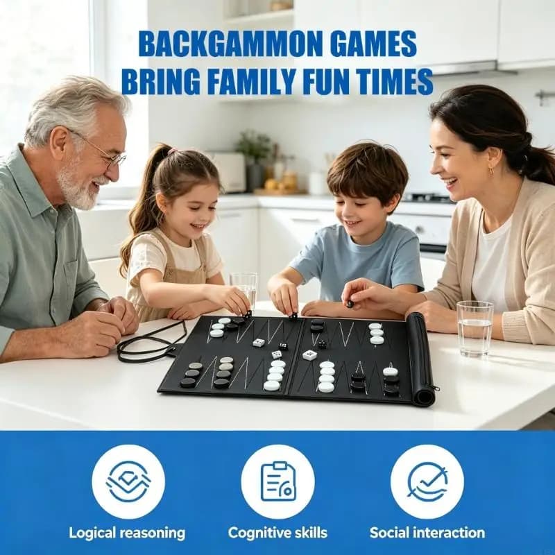 Gioco da tavolo portatile da viaggio Gioco da tavolo Trategy Gioco da tavolo Backgammon Scacchiera pieghevole in pelle PU Facile