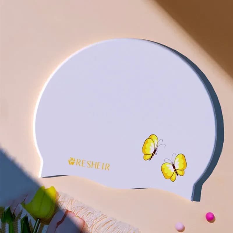 Butterfly Printed Swim Caps for Women Long Hair Ear Protection Swimming Caps Large Size Silicone Swimming Caps Pool Accessories