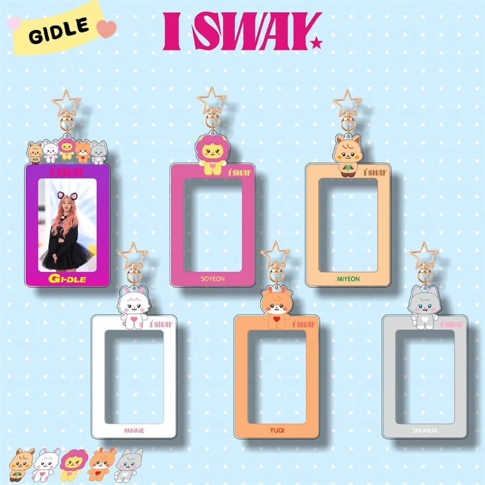 Kpop I-DLE Keyring, GIDLE Accessories, Album I SWAY, Acrylic Card Case with Cartoon, Photo Frame/Postcard GIDLE