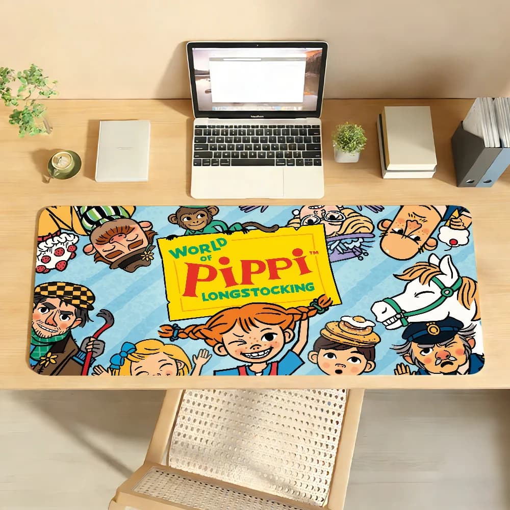 Tappetino per mouse Cartoon Pippi Longstocking Anime per giochi e tastiere da ufficio, antiscivolo, grande, impermeabile