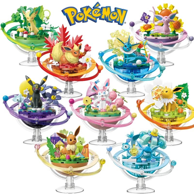 Keeppley Eevee Building Block Pokemon Family Planet Sylveon Vaporeon Espeon Jolteon Umbreon Modello 3D Mattoncini Giocattoli Regalo