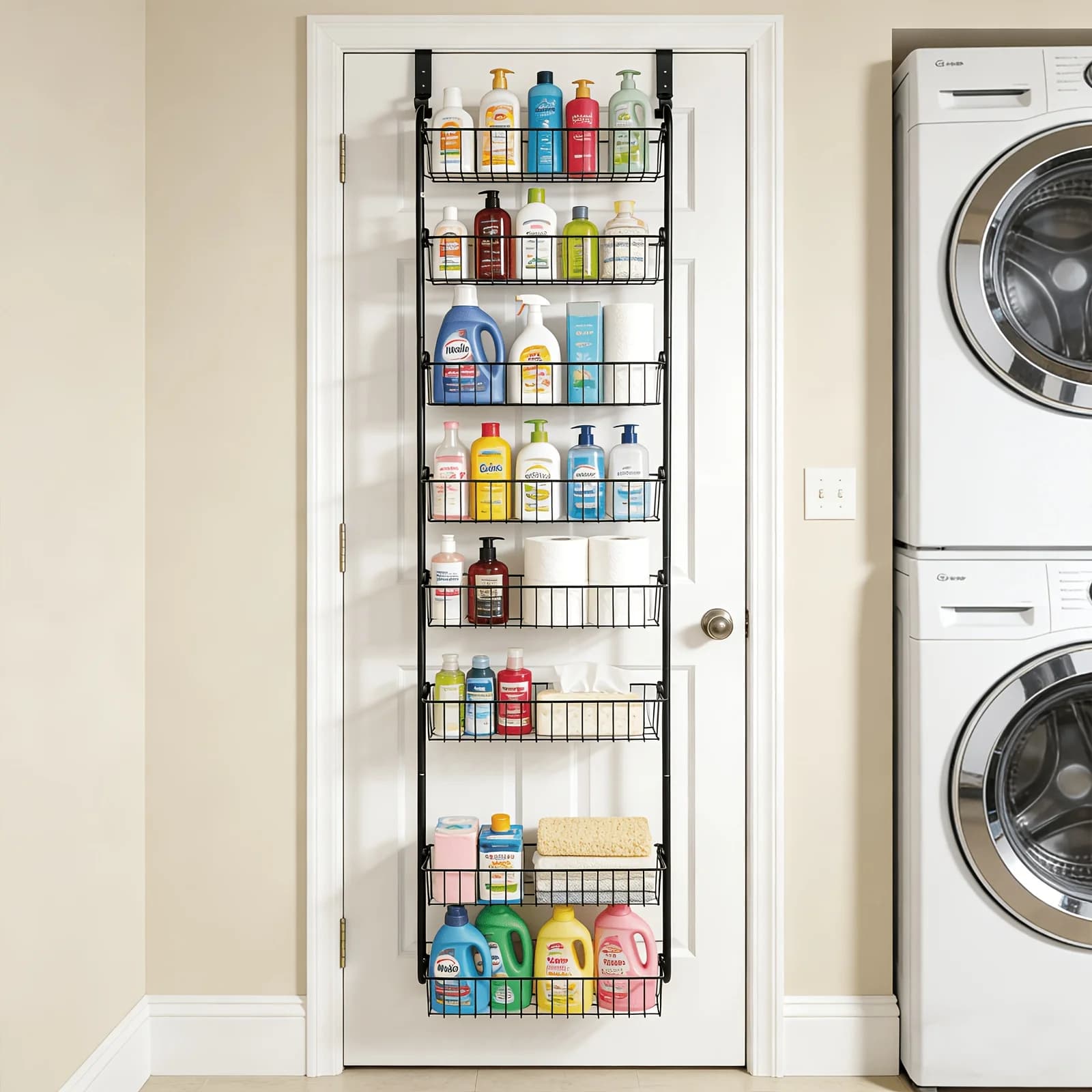 Organizzatore da appendere sopra la porta a 8 e 6 livelli, scaffale portaoggetti in metallo, cestelli regolabili, portaspezie, per cucina, dispensa