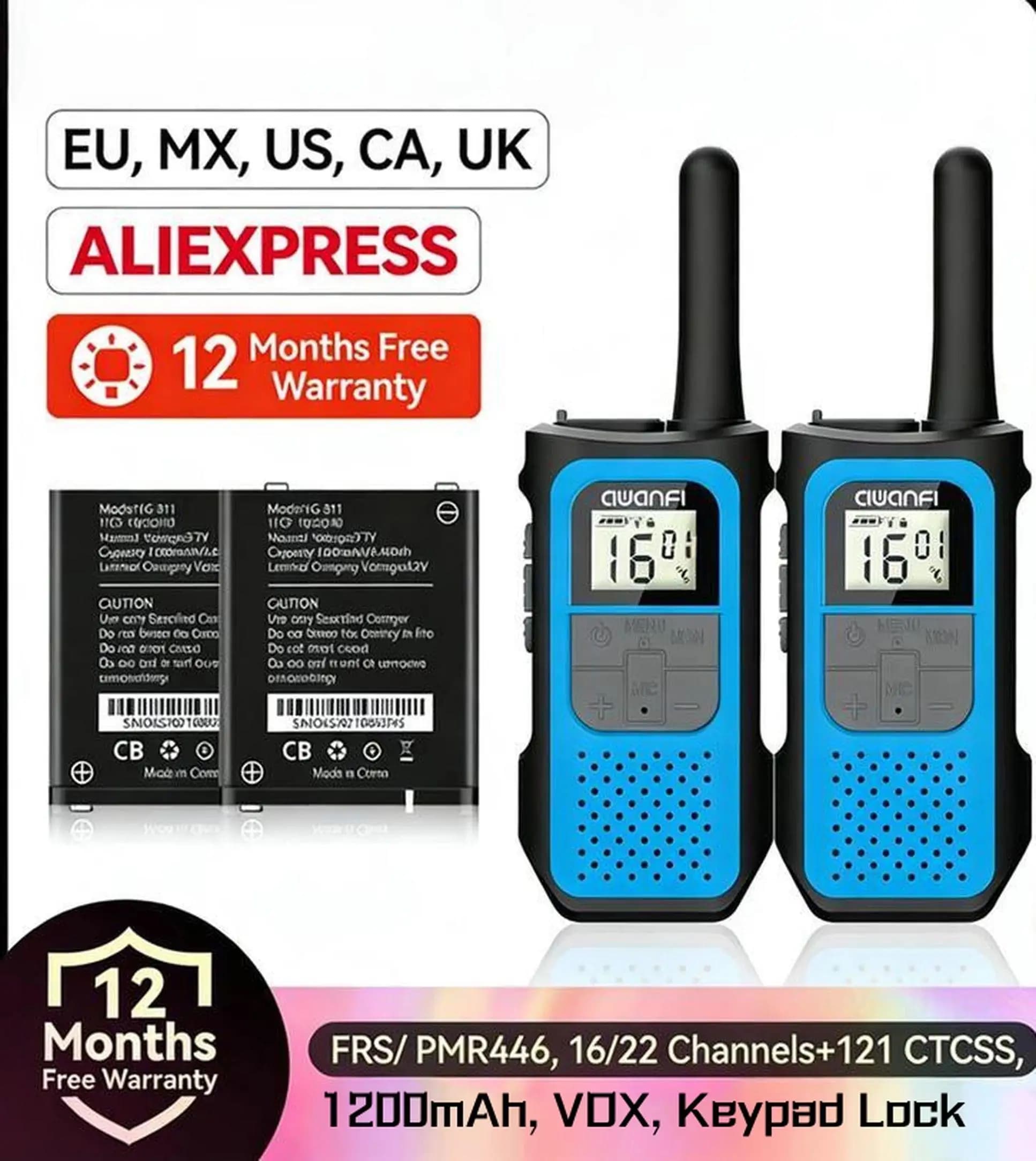 2/3/4 pezzi di radio bidirezionali AWANFI, walkie-talkie portatili e resistenti a lungo raggio per uso esterno, solo per Stati Uniti, Canada, Messico, UE, Regno Unito