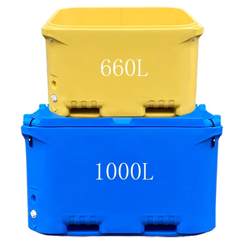 Contenitore Isotermico Moderno da 1000L per Frutti di Mare, Rotostampato, per Trasporto Pesce, Ghiacciaia per Uso Alimentare, Box Frigo per Barca
