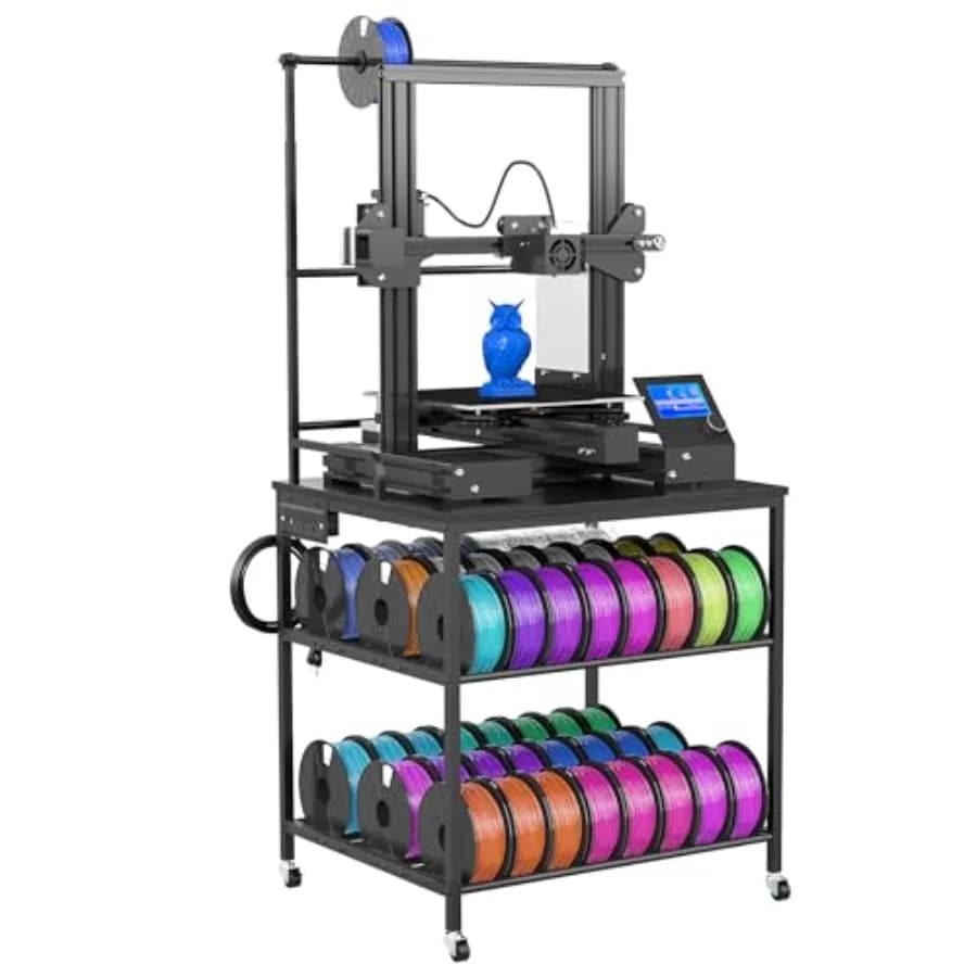 3D Printer Support with Filament Storage Rack Rotating 3D Printer Table with Wheels 3D Printing Support for PLA/ AB
