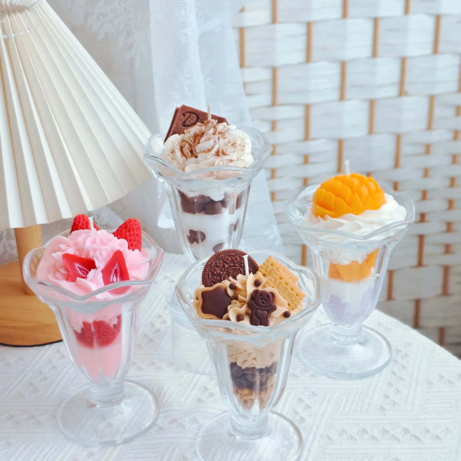 Simulazione fai-da-te Stampo in silicone a forma di gelato 3D Dessert Aroma Candela Resina Gesso Ornamento Stampo Decorazioni per la casa Creazione di regali