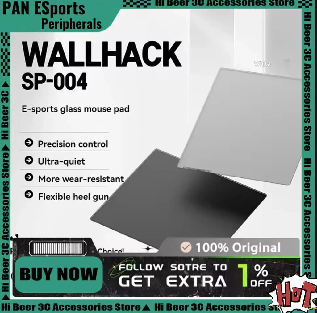 WALLHACK SP004 Tappetino per mouse in vetro Gaming FPS Vetro temperato Copia Edition Tappetino per mouse Liscio regalo personalizzato Tappetino per mouse squisito