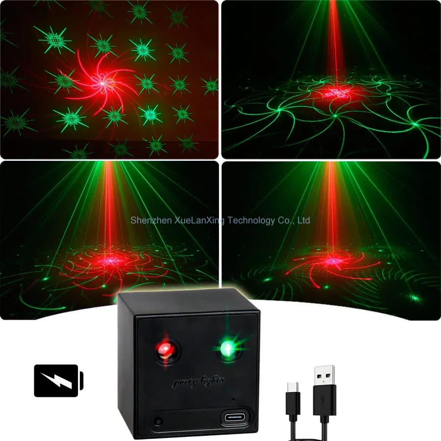 Batteria ricaricabile R&G Proiettore laser Disco DJ Luce 64 modelli Dance Bar Party Car Effect Natale Decora lampada da palcoscenico E01