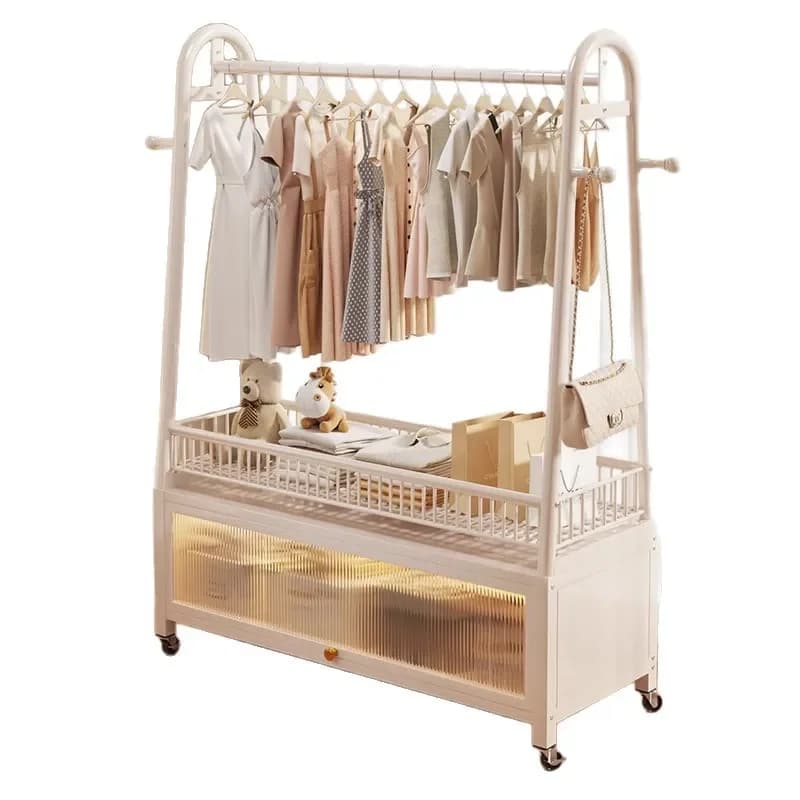 clothes rack from floor to ceiling, simple domestic coat hangers, light luxury mobile living room, drying on balcony, clothes rack