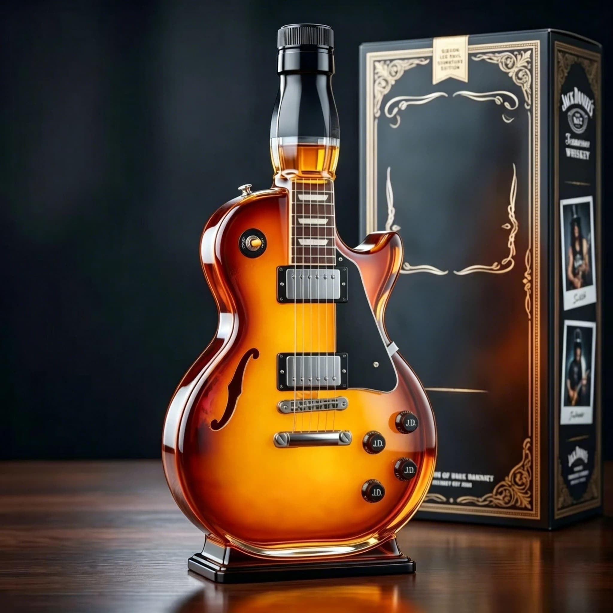 Guitar Shaped Glass Decanter Rock Legend Tennessee Whiskey Bottle Unique Liquor Storage Bar Ornament Decor Gift Desktop Figurine