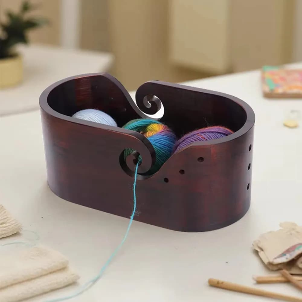Ciotola per Filati Lavorata a Maglia con Fori, Ciotola Porta Filati Fatta a Mano per Uncinetto, Contenitore per Filati per Strumenti Fai-da-Te per Lavorazione a Maglia