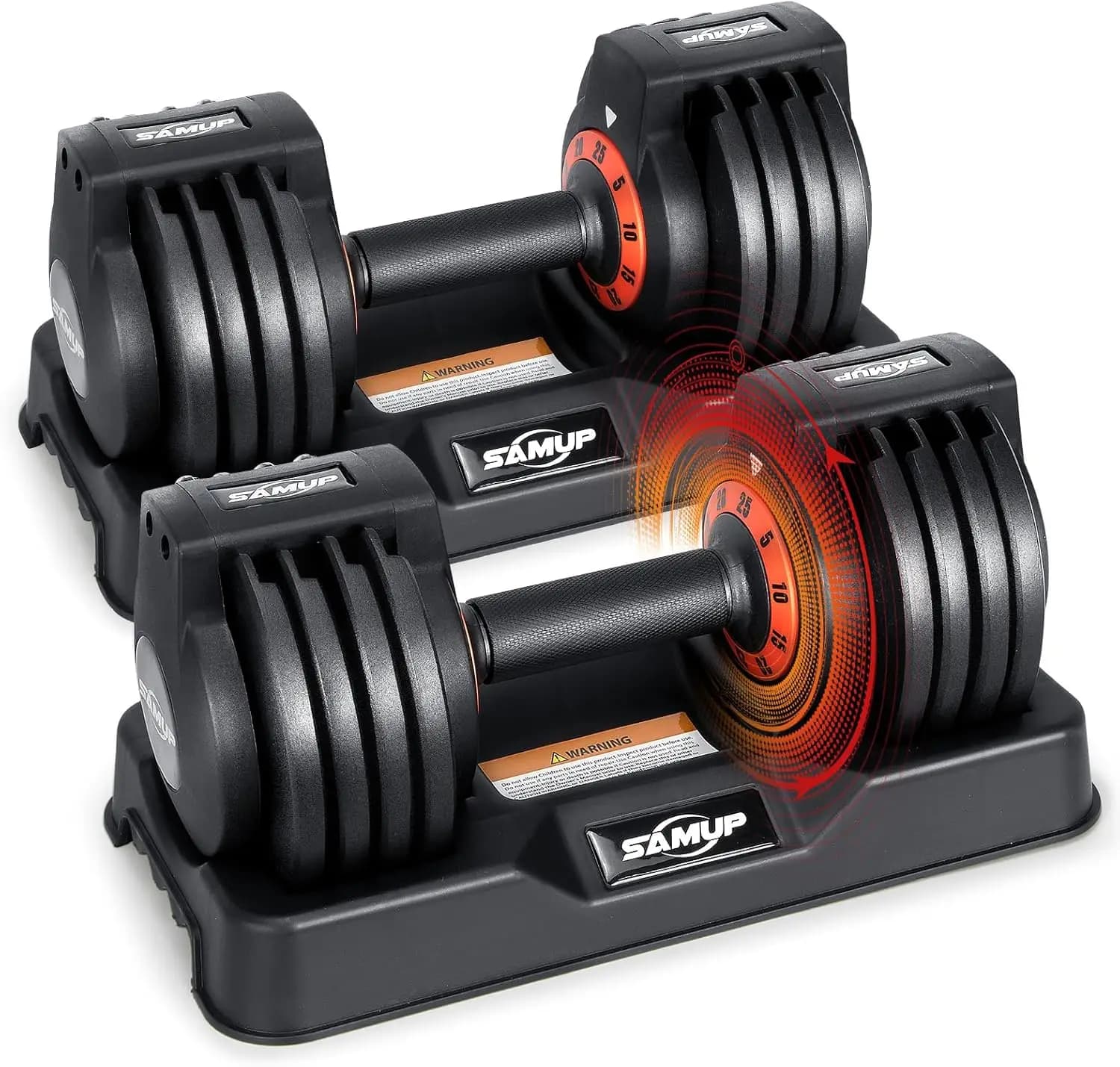 25/55 lbs Pair Adjustable Dumbbells - Anti-Slip Metal Handle, Fast Weight Adjust, Full Body Workout