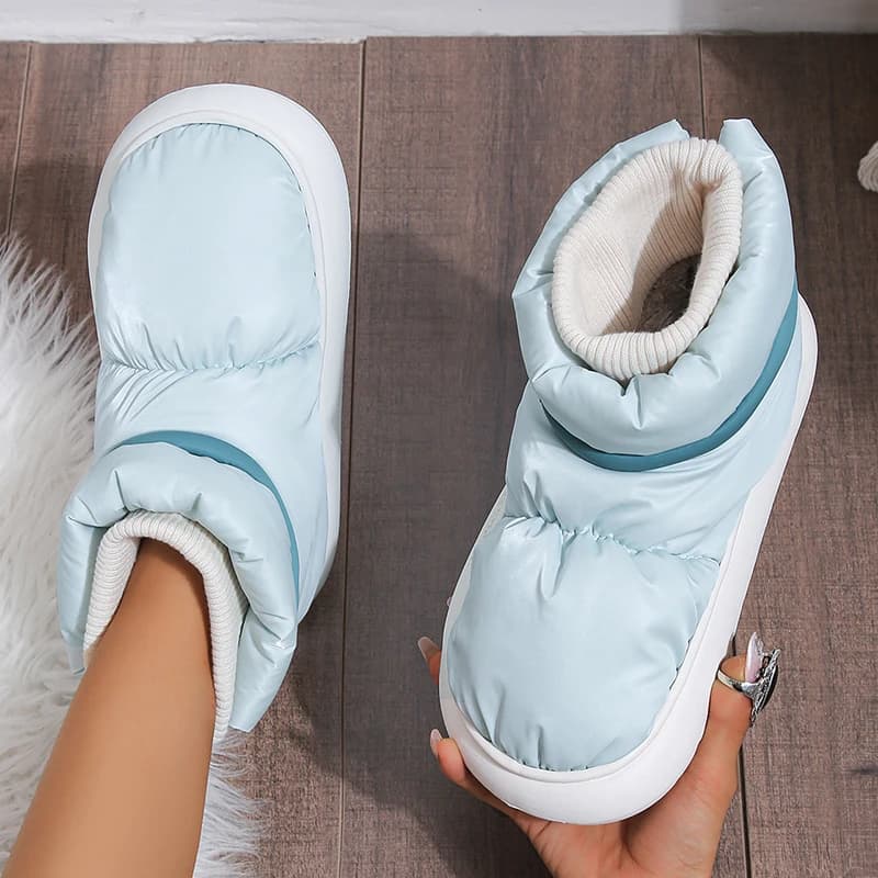 Scarpe imbottite in cotone caldo invernale da donna Suola spessa Imbottiture Stivali da neve impermeabili per le donne 2024 Piattaforma antiscivolo Caviglia Botas Mujer