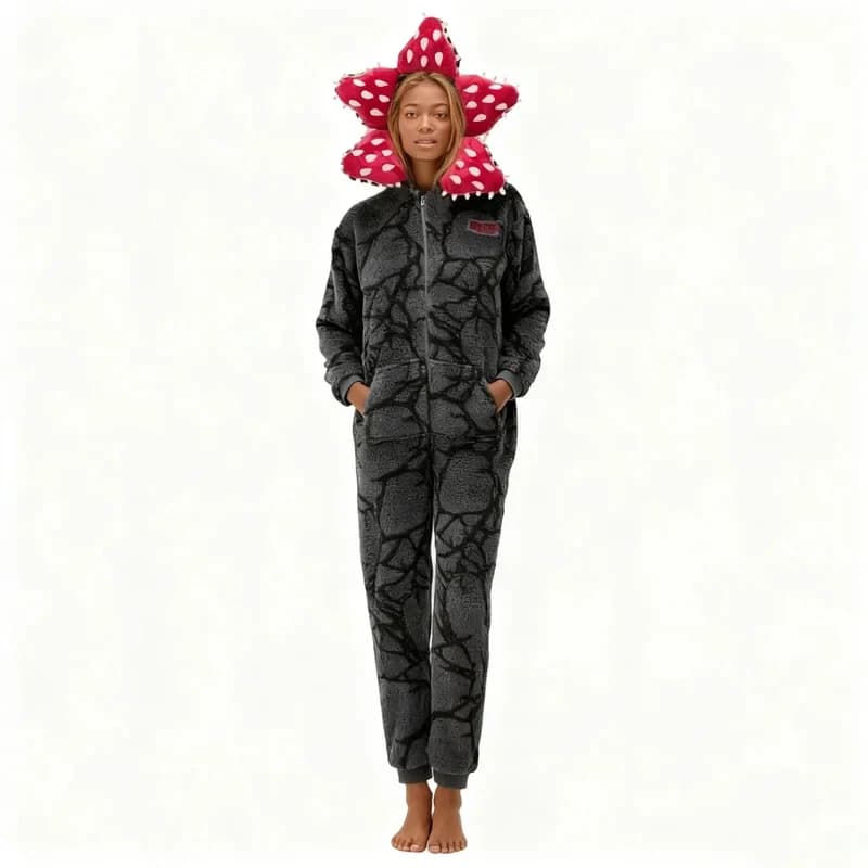 ❤️❤️❤️2026 Onesie Pajamas Adult Fleece Hooded Jumpsuit One Piece Sleepwear S-Strangers Thing Costume Xmas Pjs❤️⭐️❤️