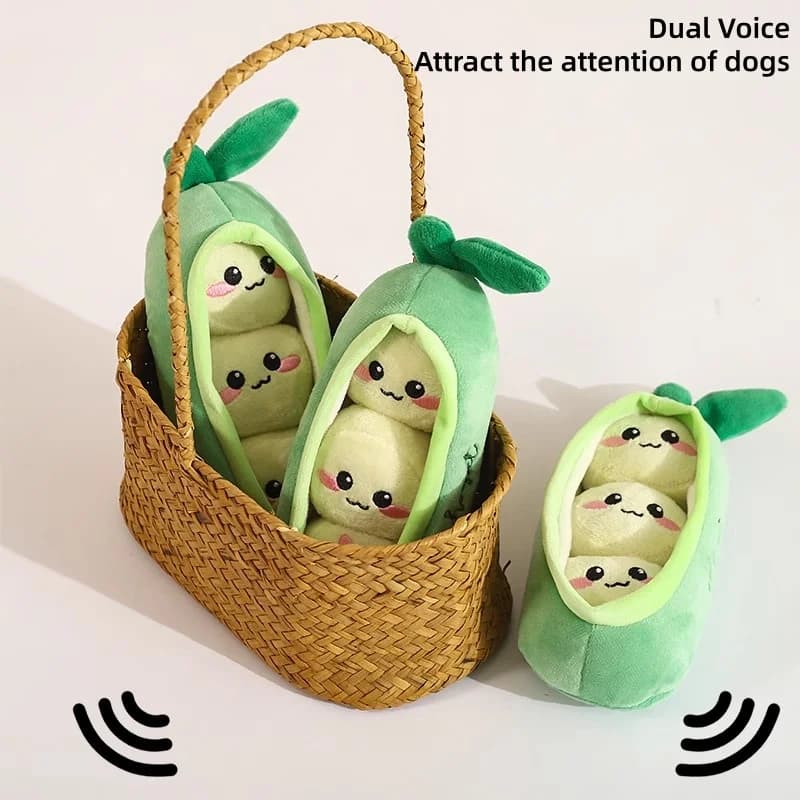 Squeaky Pea Pod Shape Dog Toy Soft Plush Chew Toy Anti-bite Teeth Cleaning Sniffing Relief Toy Puppy Daily Play Supplies