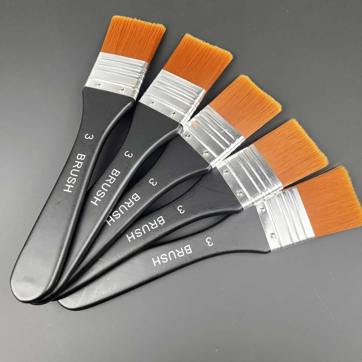 Set di pennelli per pittura a olio piatti sintetici da 1/5 pezzi, pennello morbido lavabile, murale artistico, rivestimento di base, acrilico, acquerello